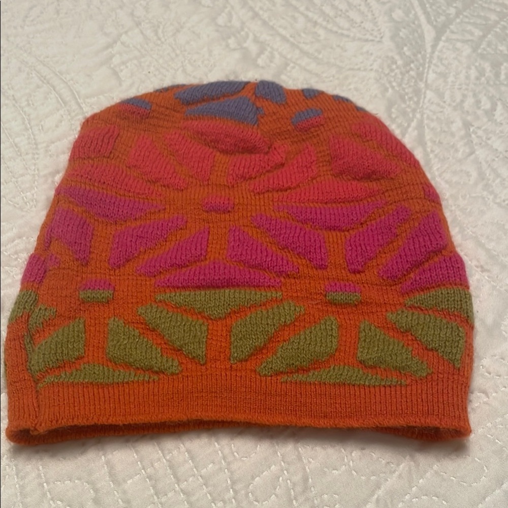 Acrylic Knit Pattern Winter Beanie Hat Retro Great Condition